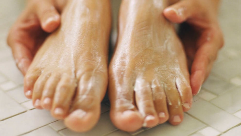 Regularly apply cream to the feet–don't forget!