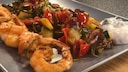 Fitfuttern Garnelen-Pfanne mit Skyr-Dip