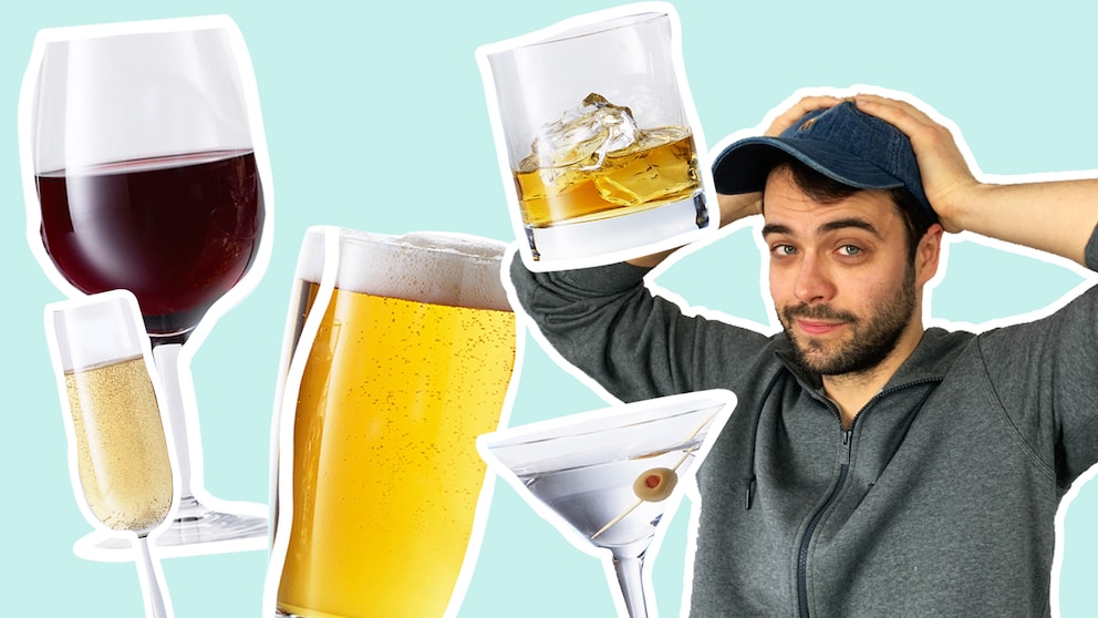 Autor Markus Hofmann vor Alkohol