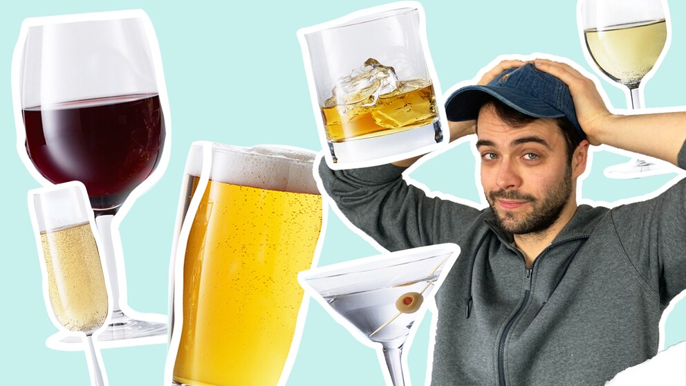 Autor Markus Hofmann vor Alkohol