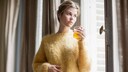 Linderung von Magenbeschwerden: Eine Frau trinkt ein Glas Kr&auml;utertee am Fenster