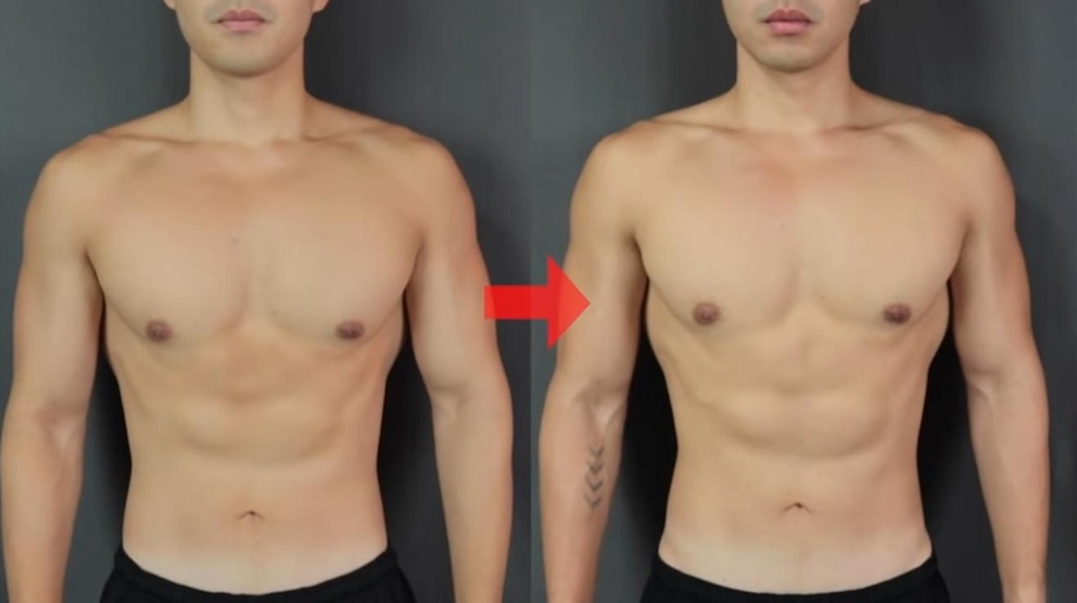 Evan Zhang vor und nach seiner 30-Tage-Push-up-Challenge