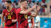 Thorgan Hazard (r.) beim Jubel über seinen Treffer gegen Portugal