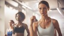 Fitnesslevel Alzheimer Risiko: Frau in Gym Class