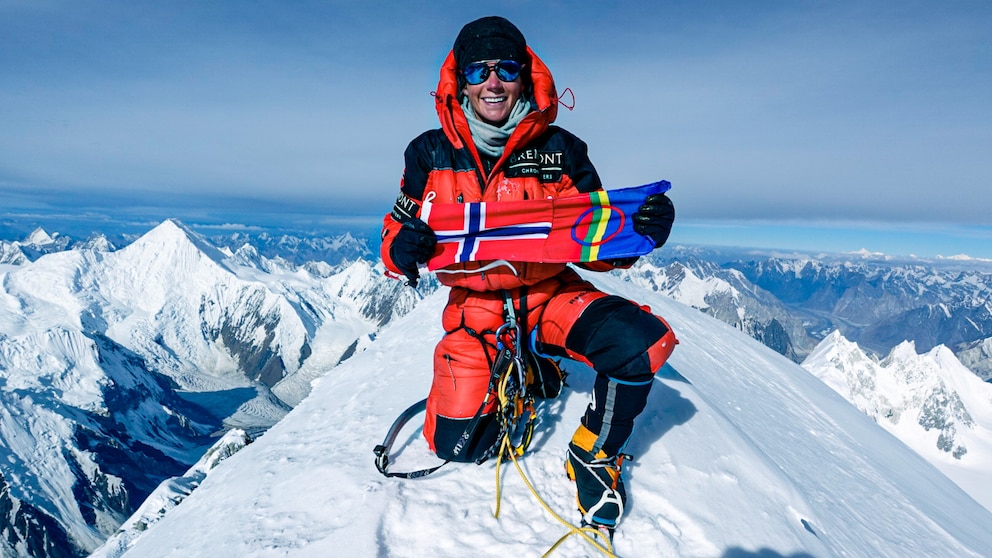 Kristin Harila hier auf einem der 8000er-Gipfel, dem Gasherbrum I in Pakistan