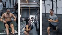 Hyrox Athleten beim Rudern, Wall Balls und Lunges