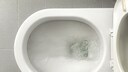 Blick in die Toilette beim Spülen