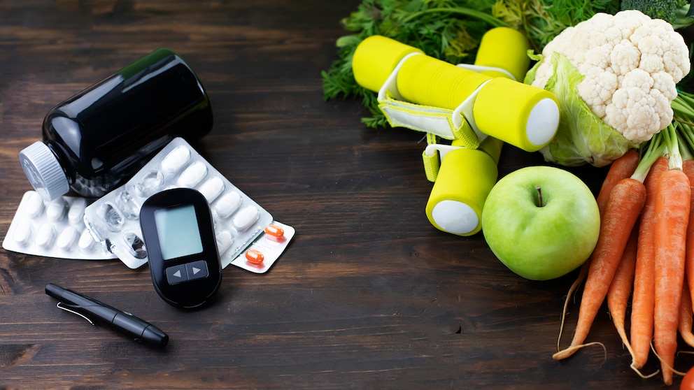 Therapie von Diabetes mellitus Typ 2 mit Medikamenten und natürlich, etwa mit Sport und Ernährung