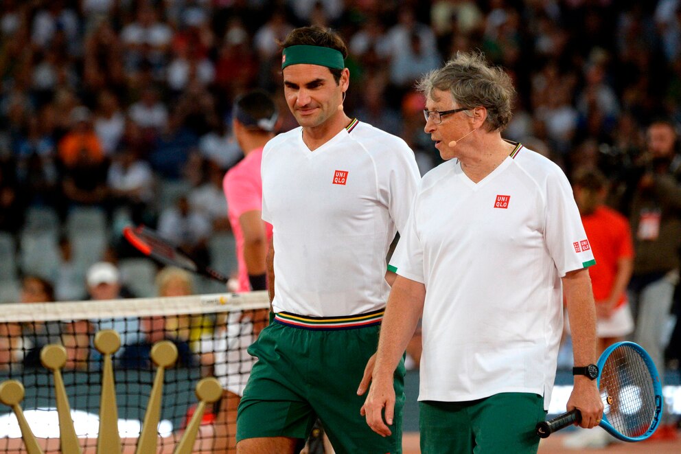 Bill Gates (rechts) ist nicht nur passionierter Tennisspieler (hier an der Seite von Roger Federer), sondern spielt seit Jahrzehnten auch Pickleball