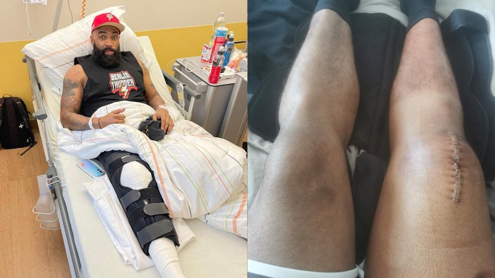 Footballer Giancarlo Boone Nach Knieverletzung im Krankenbett