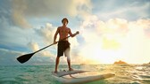 stand up paddling tipps: Mann surft auf einem SUP