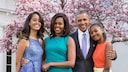 michelle obama ernährung töchter: Malia Ann, Michelle, Barack und Sasha Obama