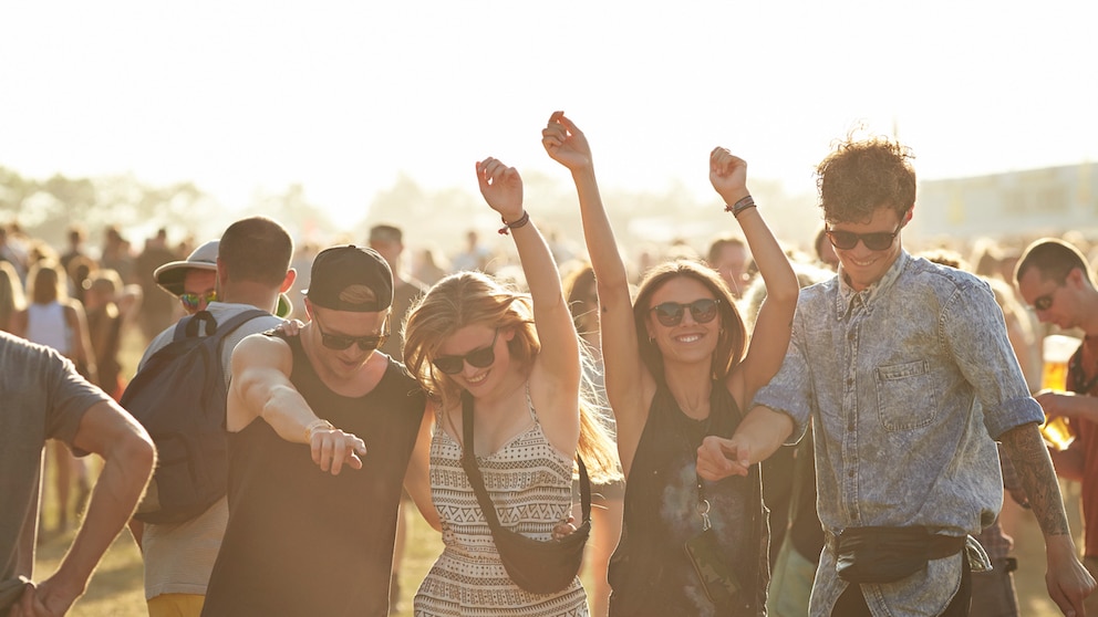 Freunde auf einem Festival