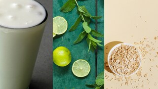 Buttermilch, Minze, Haferflocken