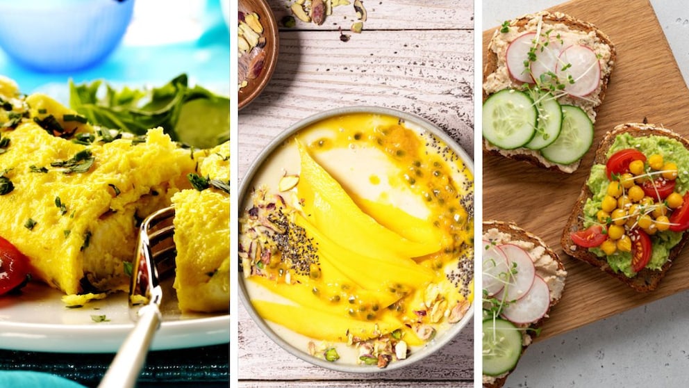 Omelett-Rezept, Mango-Smoothie und Sandchwiches für einen proteinreichen Tag