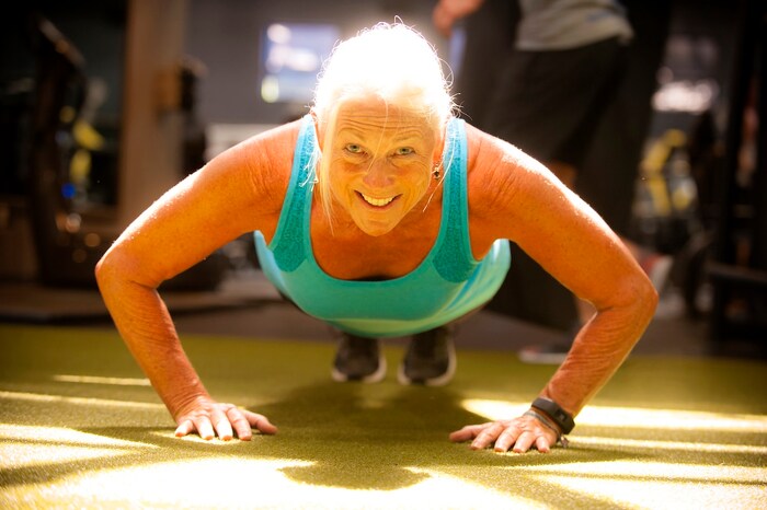 A woman doing push-ups