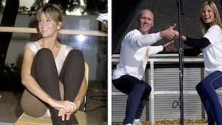 Die Fitness-Ikonen Jane Fonda und David Kirsch bei ihrem Training