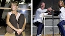 Die Fitness-Ikonen Jane Fonda und David Kirsch bei ihrem Training