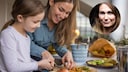 Mutter und Tochter bereiten eine Mahlzeit vor