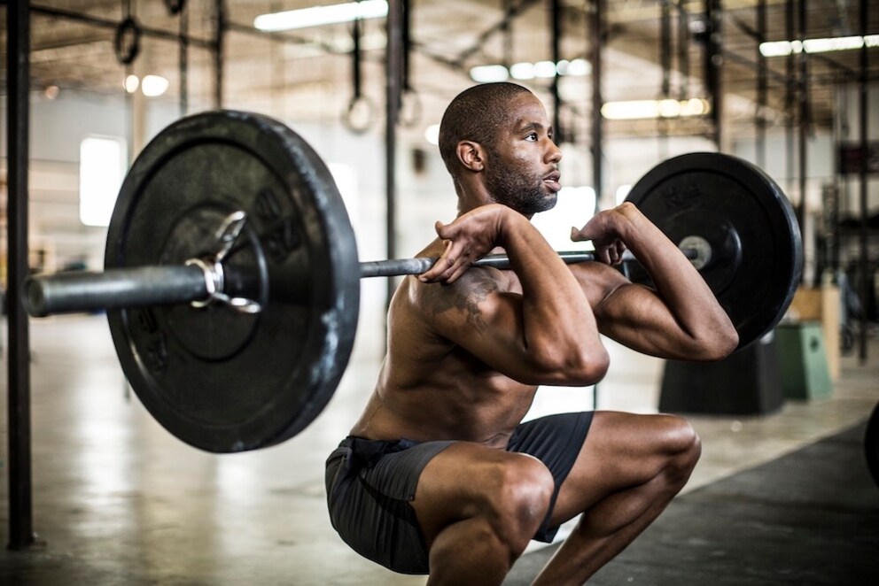 A man doing squats