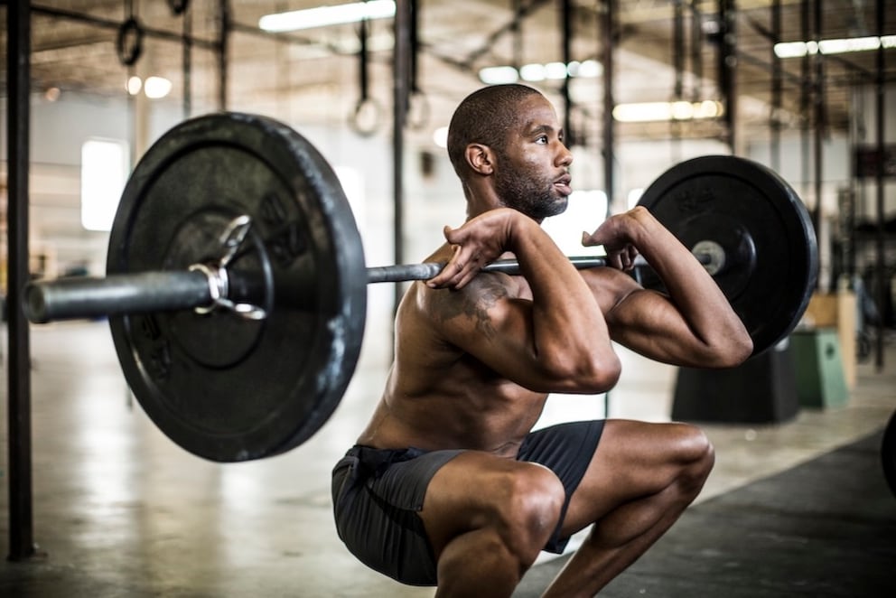 A man doing squats