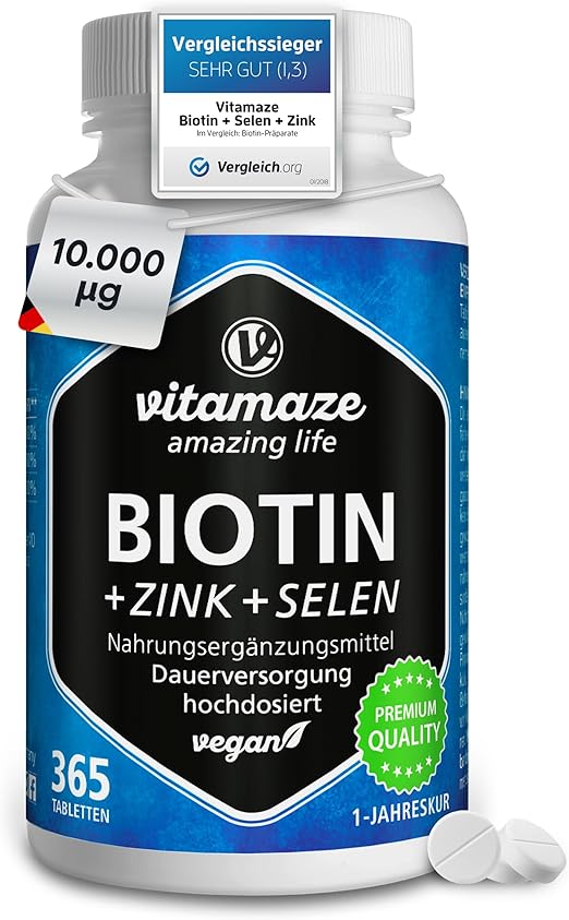 Biotin hochdosiert 10.000 mcg + Selen + Zink