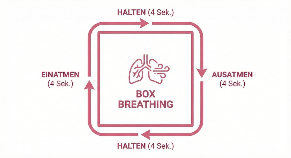 Box Breathing: Illustratiion des Atem-Quadrats