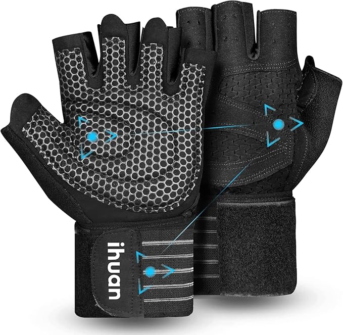 ihuan Fitness Handschuhe mit Handgelenkband-Unterst&uuml;tzung