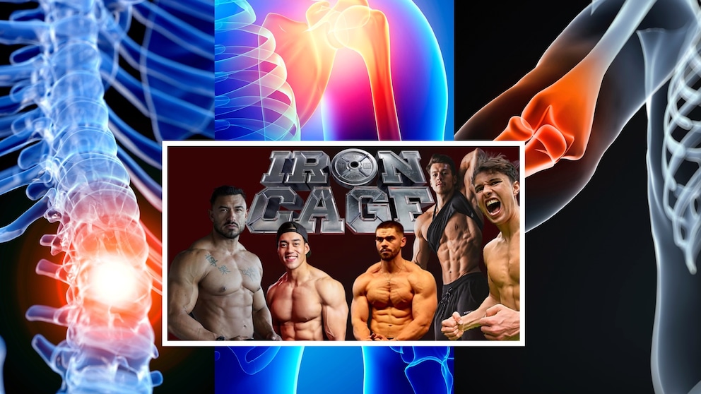 Am stärksten gefährdete Körperteile der „Iron Cage“-Teilnehmer: Schultern, Ellenbogen und Lendenwirbelsäule