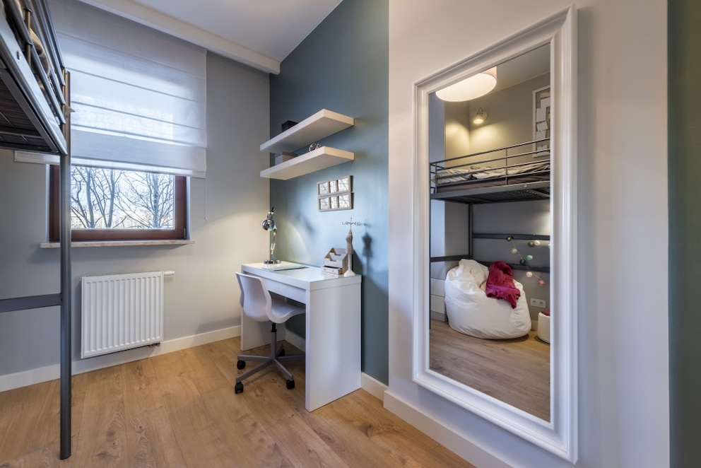 A large mirror makes rooms appear deeper and wider