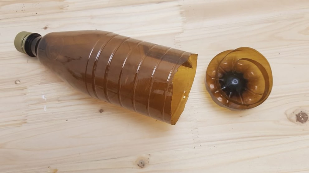 You can clean the gutter well with a cut-open bottle