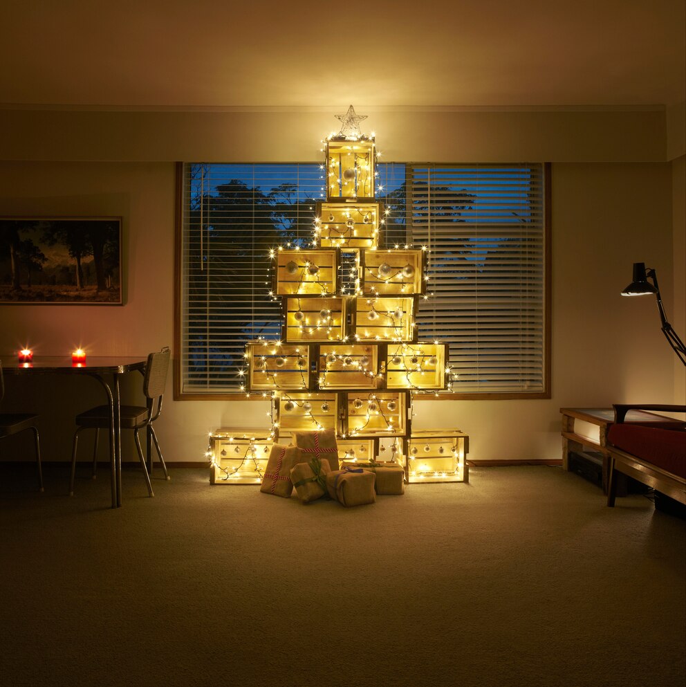 Christmas tree made out of crates