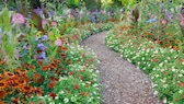 Ein Bauerngarten wird üblicherwiese durch einen Mittelweg oder Wegkreuz geteilt