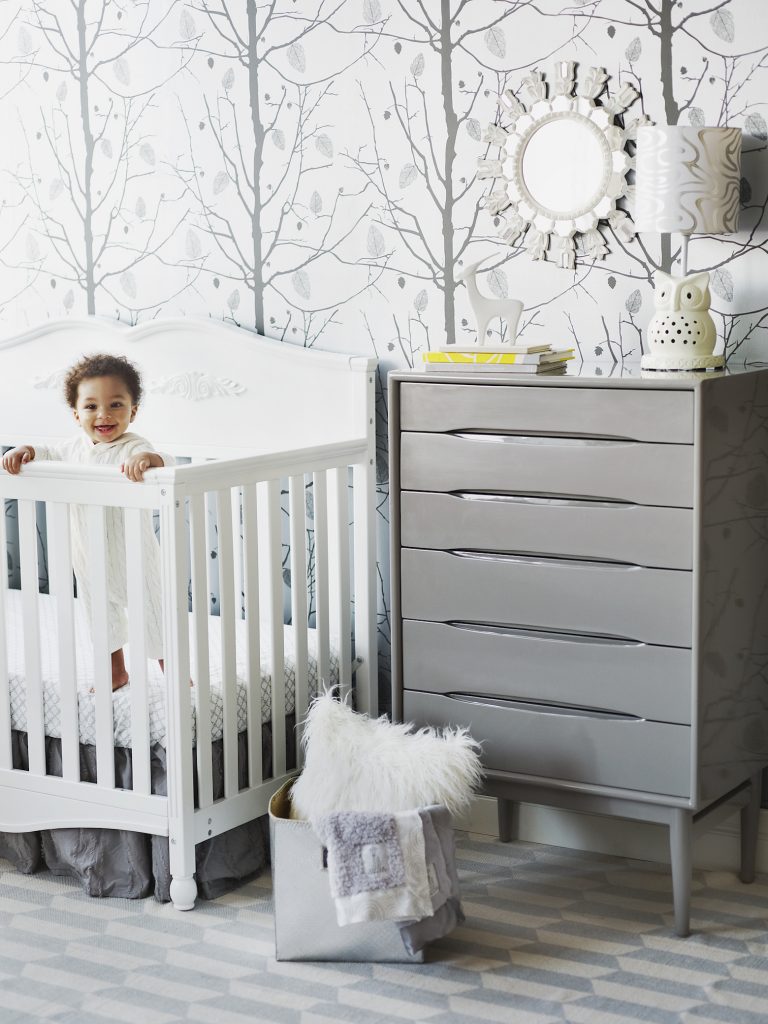 Gray is a gender-neutral color for the nursery