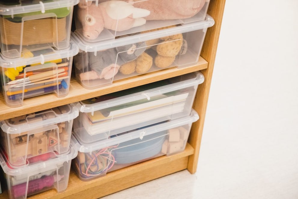 Creating storage space in the basement with boxes