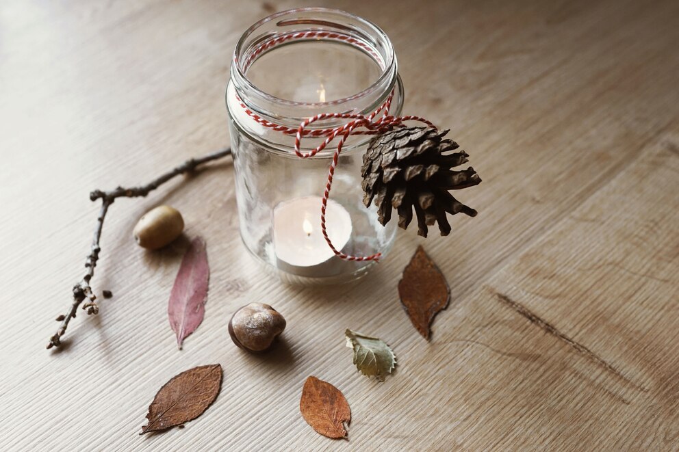 Herbstdeko mit Laub