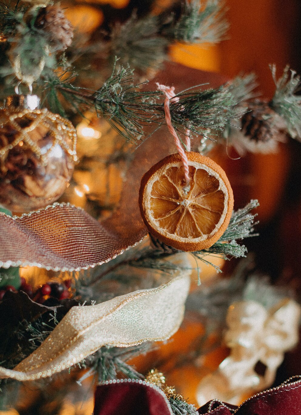 Getrocknete Orange Weihnachtsbaumschmuck