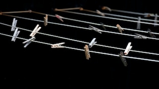 Wäscheklammern Wäscheleine nachts