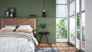 Moderne Schlafzimmer mit der Trendfarbe Waldgrün