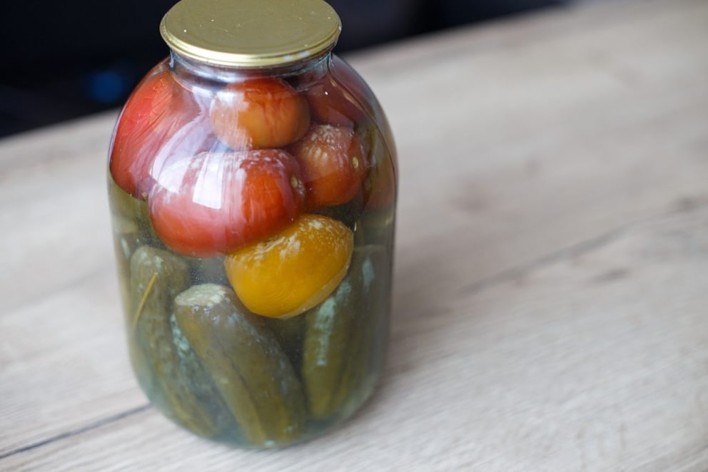Pickled vegetables that have become moldy