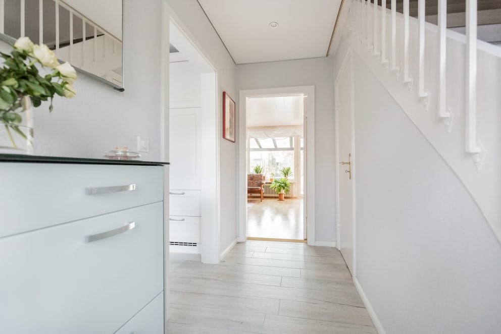 A bright hallway without windows