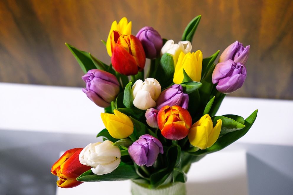 Osterblumen: Ein Strauß an Tulpen in unterschiedlichen Farben