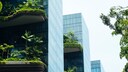 nachhaltige Wolkenkratzer-Gebäudekomplex mit üppigen Gartenbalkonen