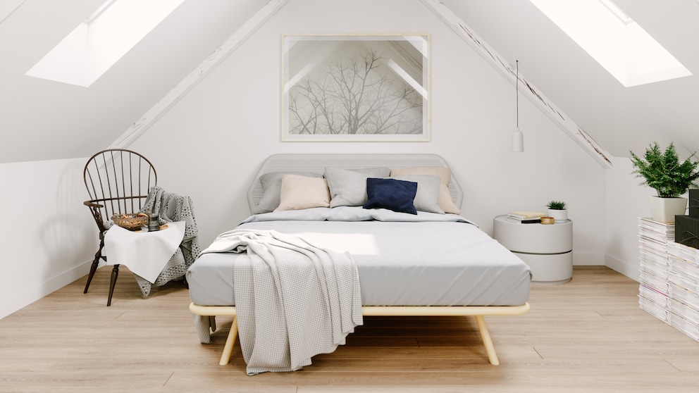 Skandinavisches Schlafzimmer unterm Dach