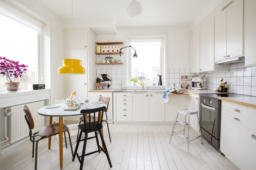Scandinavian kitchen with colorful accents