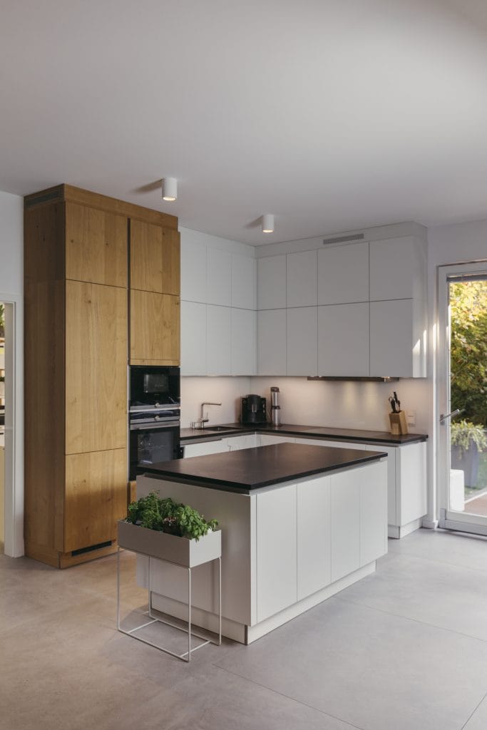 Modern kitchen with neutral colors and materials