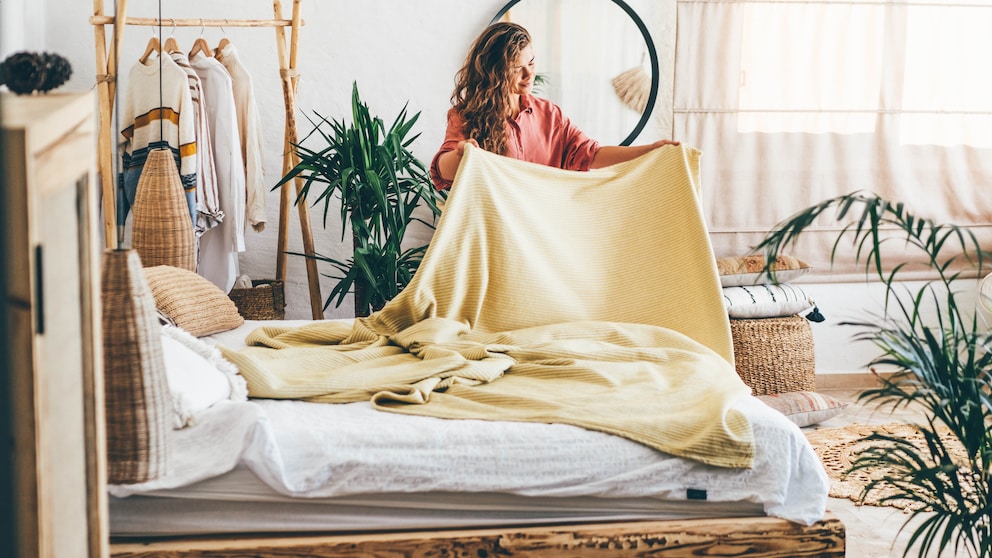 Nachhaltig eingerichtetes Schlafzimmer