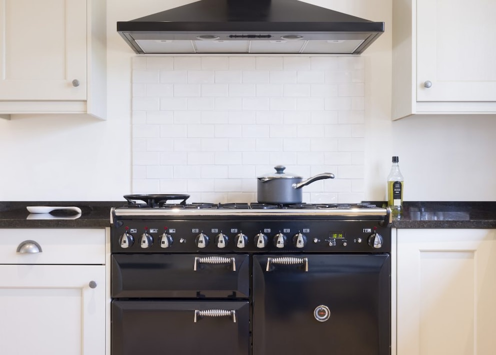 Typical American range cooker in a modern country kitchen