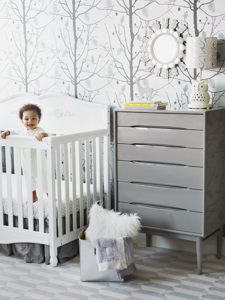 Children's room with nature and animal motifs