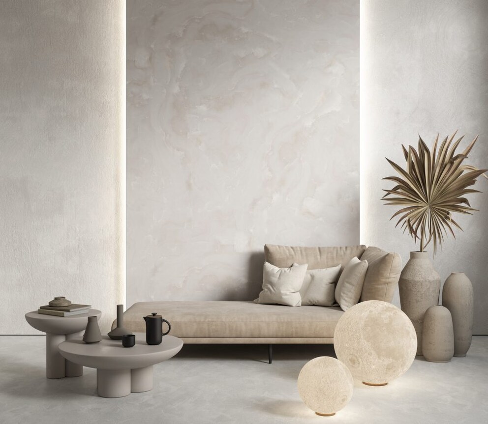 The moon in the form of a small and large floor lamp